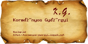 Kormányos Györgyi névjegykártya