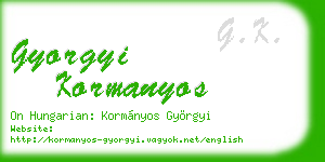 gyorgyi kormanyos business card